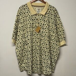 NWT Axis Men’s Polo Shirt Abstract Print Yellow Green Cotton Top Size 5XB